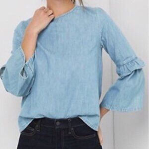 Gap for Good Chambray Top Ruffle Bell Sleeve